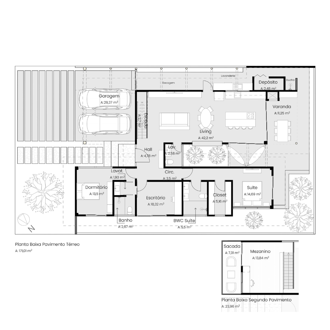 Planta 1 do projeto Casa Carranca