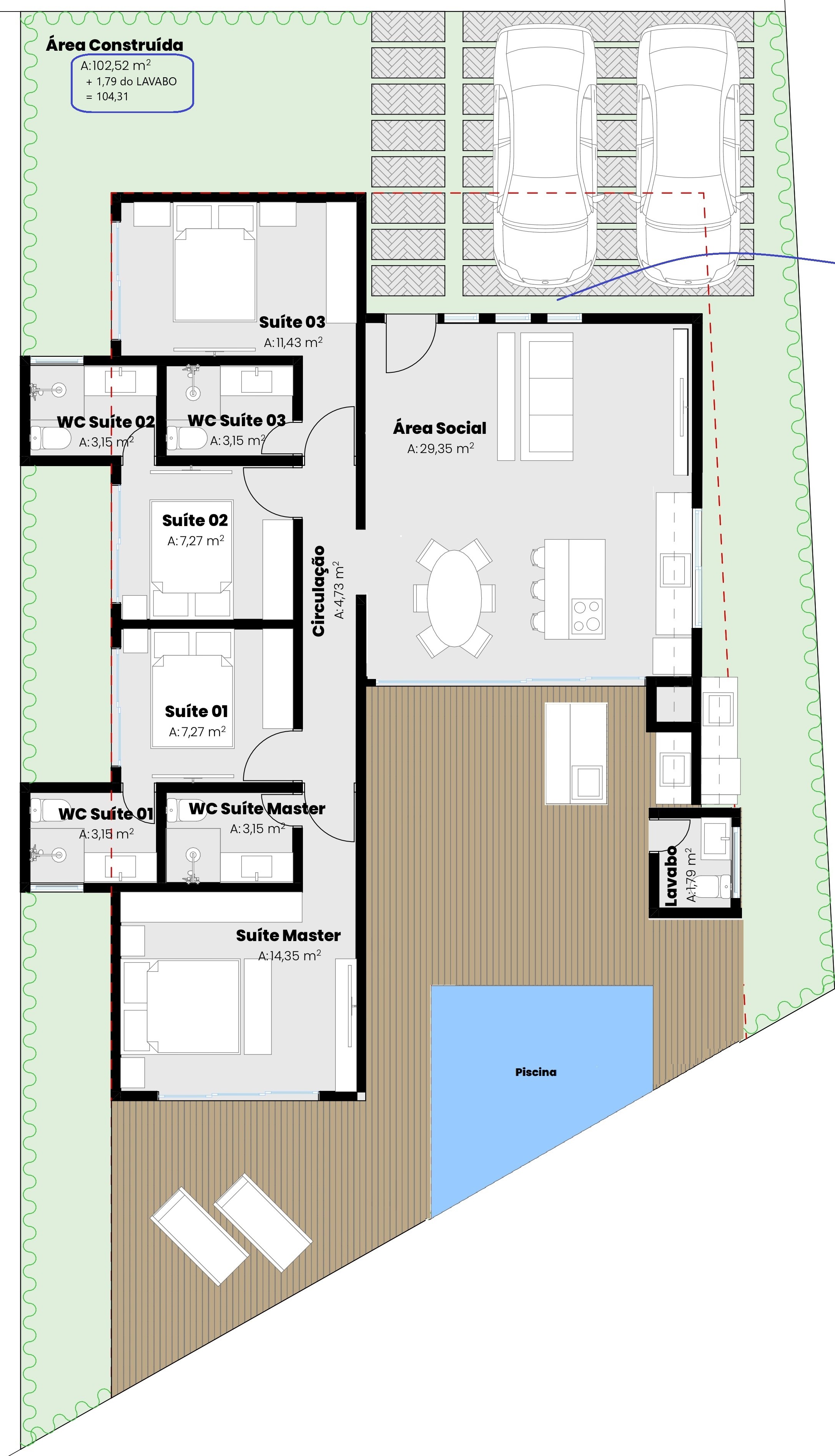 Planta 1 do projeto Casa Laguna